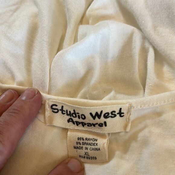 Studio West Apparel white sleeveless mixed media blouse Size XL - Picture 6 of 7